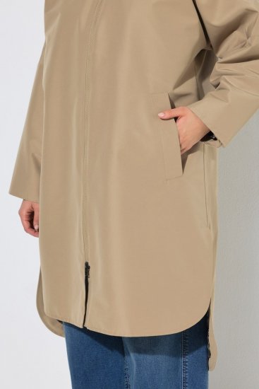 Ulla Popken 851764 Manteau oversize à capuche amovible Sable - Manteaux - Manteaux grande taille pour femme