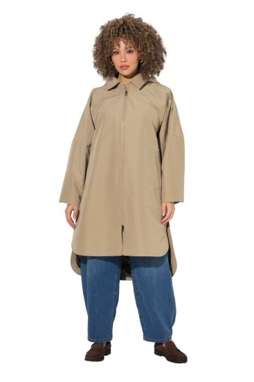 Ulla Popken 851764 Manteau oversize à capuche amovible Sable - Manteaux - Manteaux grande taille pour femme