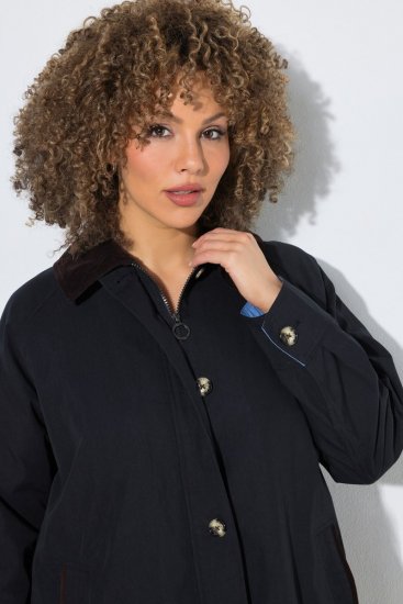 Ulla Popken 851765 Manteau en velours côtelé Bleu marine - Manteaux - Manteaux grande taille pour femme