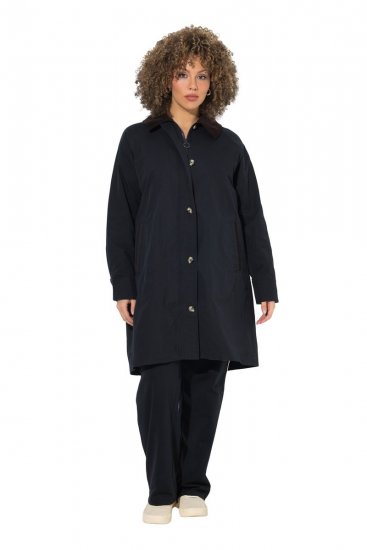 Ulla Popken 851765 Manteau en velours côtelé Bleu marine - Manteaux - Manteaux grande taille pour femme