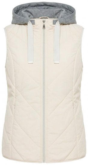 Ulla Popken 851781 Gilet matelassé à capuche Blanc cassé - Gilets sans manches - 