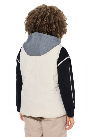 Ulla Popken 851781 Gilet matelassé à capuche Blanc cassé - Gilets sans manches - 
