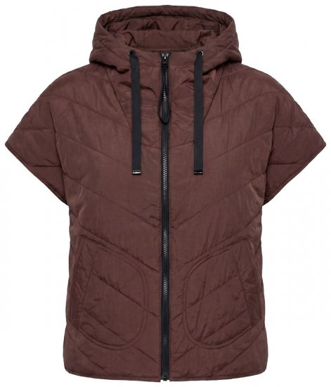 Ulla Popken 851785 Gilet matelassé oversize à capuche Marron - Gilets sans manches - 