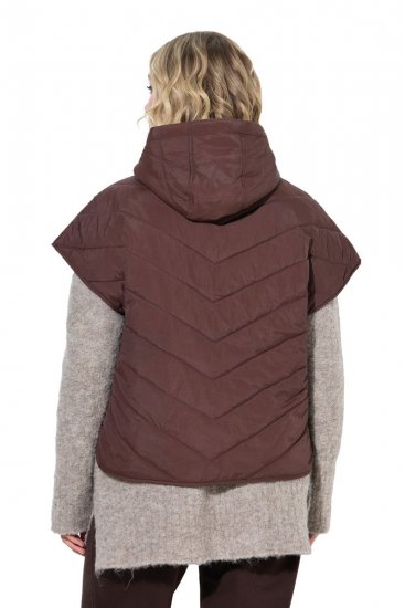 Ulla Popken 851785 Gilet matelassé oversize à capuche Marron - Gilets sans manches - 
