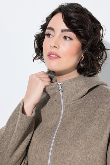 Ulla Popken 851788 Manteau en laine Marron clair - Manteaux - Manteaux grande taille pour femme