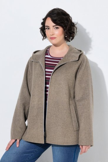 Ulla Popken 851788 Manteau en laine Marron clair - Manteaux - Manteaux grande taille pour femme