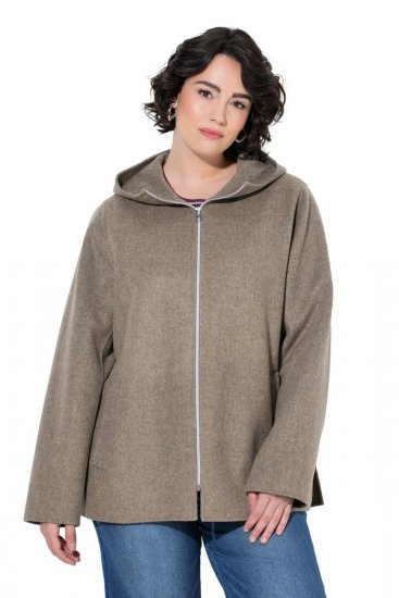 Ulla Popken 851788 Manteau en laine Marron clair - Manteaux - Manteaux grande taille pour femme