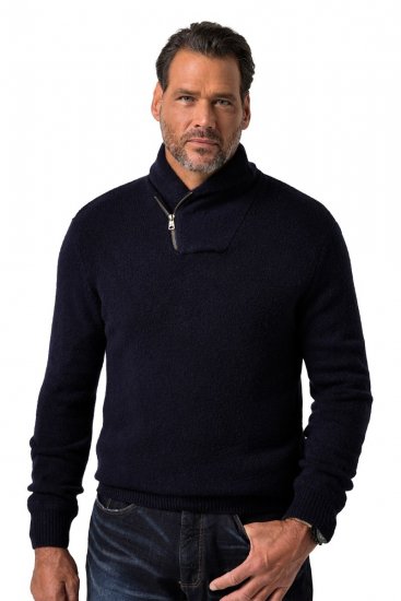 JP1880 851795 Pull tricoté à col châle Bleu marine TALL - TALL sweatshirts - Sweatshirts TALL pour hommes grands