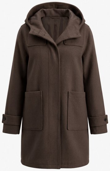 Ulla Popken 851803 Duffle-coat Marron foncé - Manteaux - Manteaux grande taille pour femme