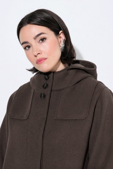 Ulla Popken 851803 Duffle-coat Marron foncé - Manteaux - Manteaux grande taille pour femme