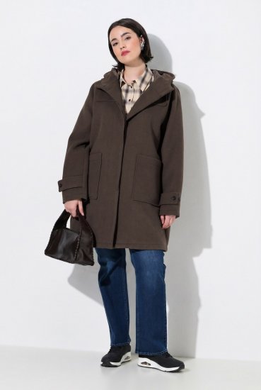 Ulla Popken 851803 Duffle-coat Marron foncé - Manteaux - Manteaux grande taille pour femme