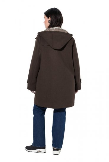 Ulla Popken 851803 Duffle-coat Marron foncé - Manteaux - Manteaux grande taille pour femme