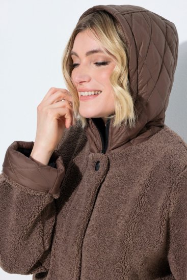 Ulla Popken 851809 Veste teddy Marron clair - Vestes - Vestes grande taille pour femme