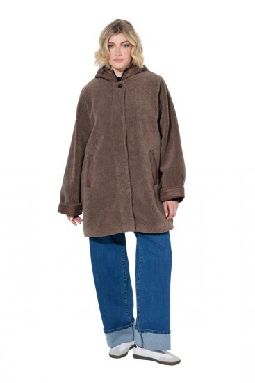 Ulla Popken 851809 Veste teddy Marron clair - Vestes - Vestes grande taille pour femme