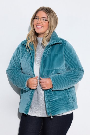 Ulla Popken 851819 Veste en velours côtelé Gris - Vestes - Vestes grande taille pour femme