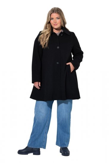 Ulla Popken 851827 Manteau évasé effet laine Noir - Manteaux - Manteaux grande taille pour femme