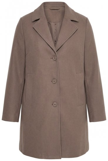 Ulla Popken 851829 Manteau en laine trapèze à revers Marron clair - Manteaux - Manteaux grande taille pour femme