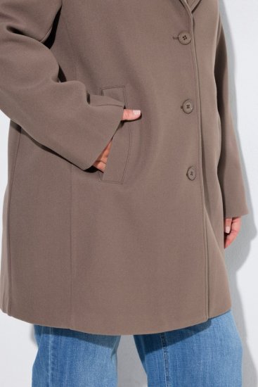 Ulla Popken 851829 Manteau en laine trapèze à revers Marron clair - Manteaux - Manteaux grande taille pour femme