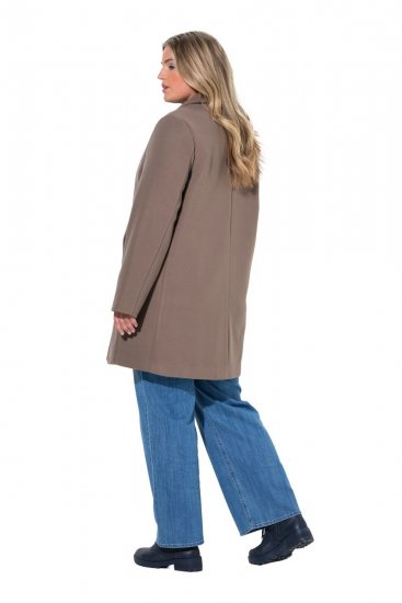 Ulla Popken 851829 Manteau en laine trapèze à revers Marron clair - Manteaux - Manteaux grande taille pour femme
