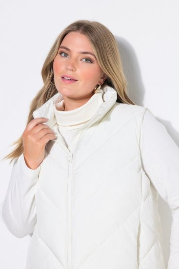 Ulla Popken 851833 Gilet matelassé à col montant Blanc cassé - Gilets sans manches - 