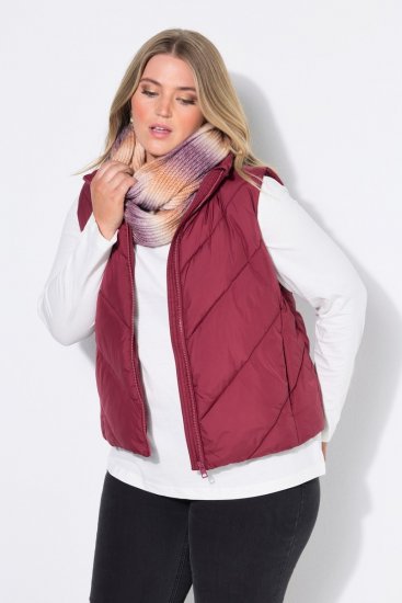 Ulla Popken 851833 Gilet matelassé à col montant Rouge - Gilets sans manches - 