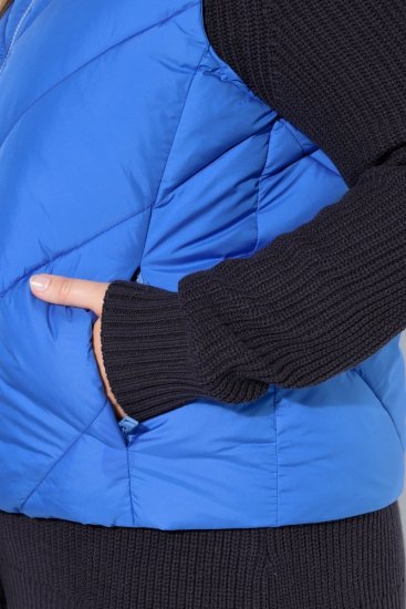 Ulla Popken 851833 Gilet matelassé à col montant Bleu - Gilets sans manches - 