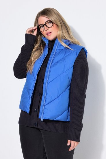 Ulla Popken 851833 Gilet matelassé à col montant Bleu - Gilets sans manches - 