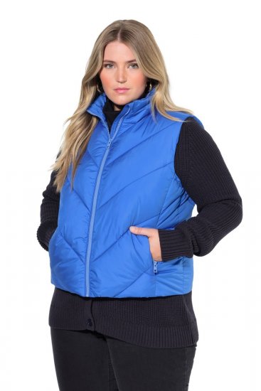 Ulla Popken 851833 Gilet matelassé à col montant Bleu - Gilets sans manches - 