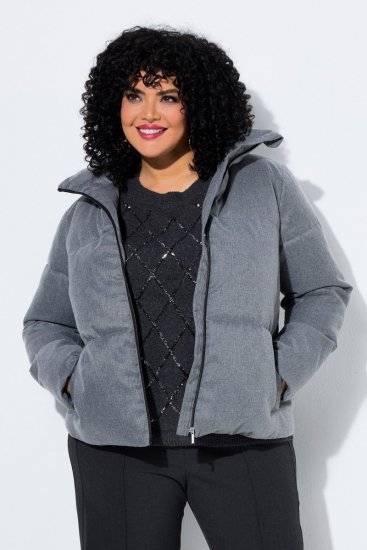 Ulla Popken 851854 Veste matelassée Gris chiné - Vestes - Vestes grande taille pour femme