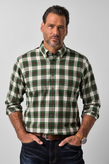 JP1880 851877 Chemise en flanelle à carreaux manches longues Vert foncé TALL - TALL chemises - Chemises coupe TALL