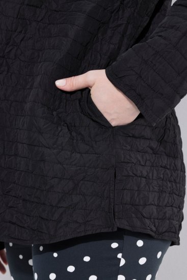 Ulla Popken 852076 Veste en crêpe matelassée à col montant Noir - Vestes - Vestes grande taille pour femme