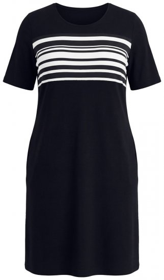 Ulla Popken 852079 Robe t-shirt rayée Noir - Robes - Des robes dans toutes les tailles