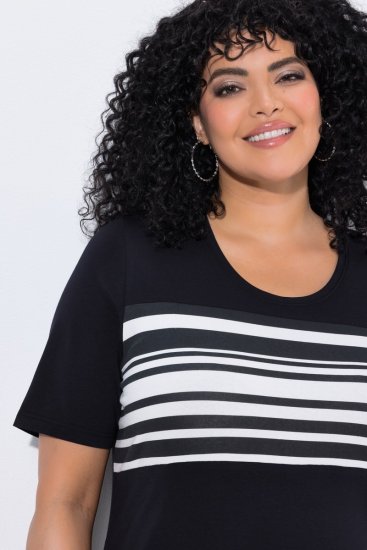 Ulla Popken 852079 Robe t-shirt rayée Noir - Robes - Des robes dans toutes les tailles