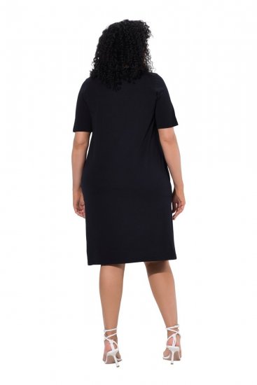 Ulla Popken 852079 Robe t-shirt rayée Noir - Robes - Des robes dans toutes les tailles