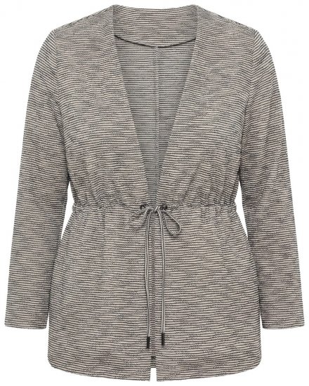 Ulla Popken 852086 Gilet rayé à cordon coulissant Taupe - Cardigans - Gilets grande taille pour femme