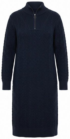 Ulla Popken 852121 Robe en maille à manches longues et col roulé Bleu marine - Robes en maille - 