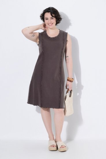 Ulla Popken 852190 Robe en jersey Brun acajou - Robes d'été - Robes légères d'été en grande taille
