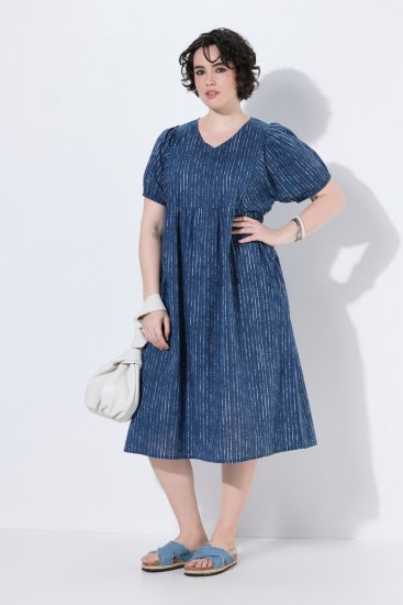 Ulla Popken 852214 Robe mi-longue rayée Bleu marine - Robes midi - Robes mi-longues pour femmes rondes