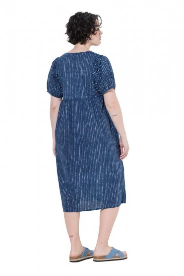 Ulla Popken 852214 Robe mi-longue rayée Bleu marine - Robes midi - Robes mi-longues pour femmes rondes