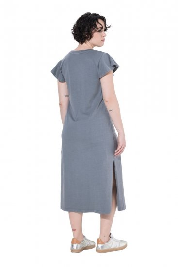 Ulla Popken 852218 Robe mi-longue à manches courtes Gris - Robes midi - Robes mi-longues pour femmes rondes