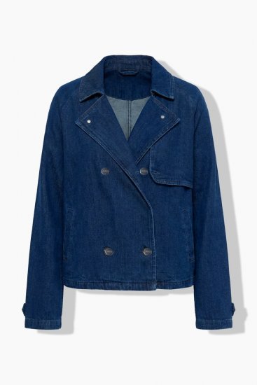 Ulla Popken 852266 Veste en jean croisée style trench Bleu denim - Vestes - Vestes grande taille pour femme