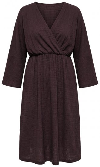 Ulla Popken 852307 Robe portefeuille à manches longues Brun acajou - Robes midi - Robes mi-longues pour femmes rondes