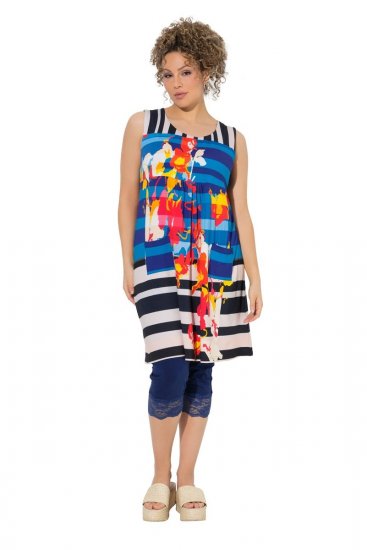 Ulla Popken 852308 Robe en jersey rayée Bleu marine - Robes en jersey - 