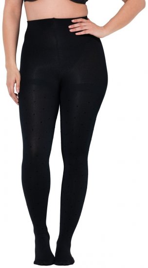 Ulla Popken 852349 Collant à pois Noir - Collants & chaussettes - 
