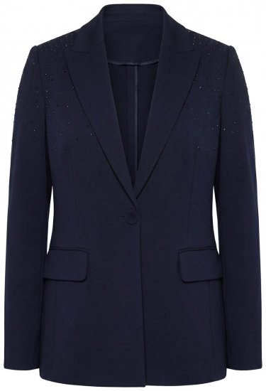 Ulla Popken 852498 Blazer à strass Bleu marine - Blazers - Vestes blazer pour femme, grandes tailles