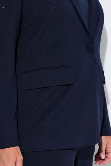 Ulla Popken 852498 Blazer à strass Bleu marine - Blazers - Vestes blazer pour femme, grandes tailles