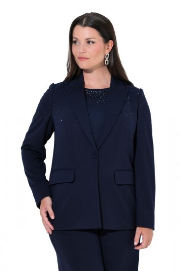 Ulla Popken 852498 Blazer à strass Bleu marine - Blazers - Vestes blazer pour femme, grandes tailles