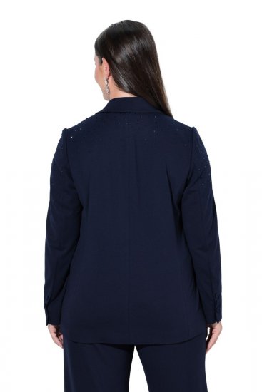 Ulla Popken 852498 Blazer à strass Bleu marine - Blazers - Vestes blazer pour femme, grandes tailles