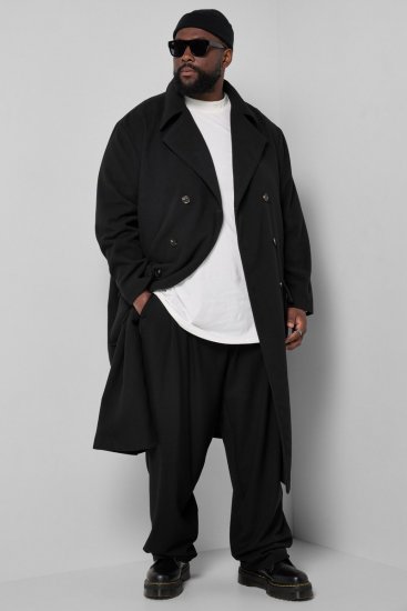 STHUGE 852519 Classique Manteau en laine Noir - Vestes - Vestes homme grandes tailles