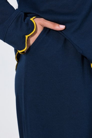 Ulla Popken 852573 Pyjama à col chemise Bleu marine - Pyjamas/vêtements de détente - 